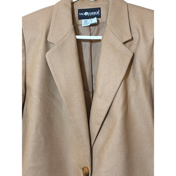 Vtg Sag Harbor Camel Blazer 100% Wool Single Button Lined Jacket Sz 6P NWT - Picture 3 of 6